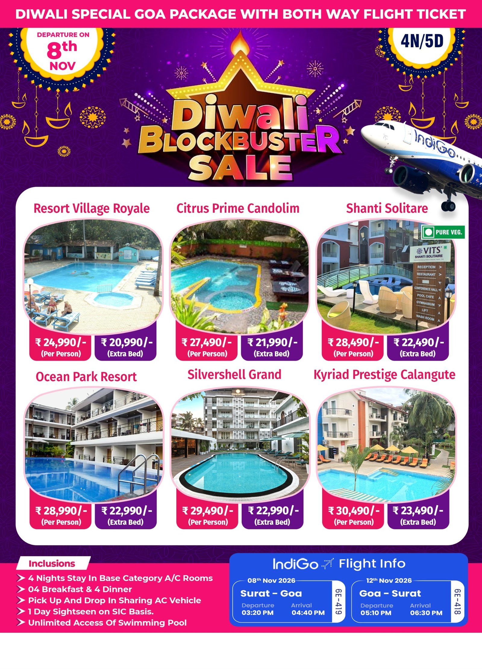 Goa Diwali Package 2026 With Flight